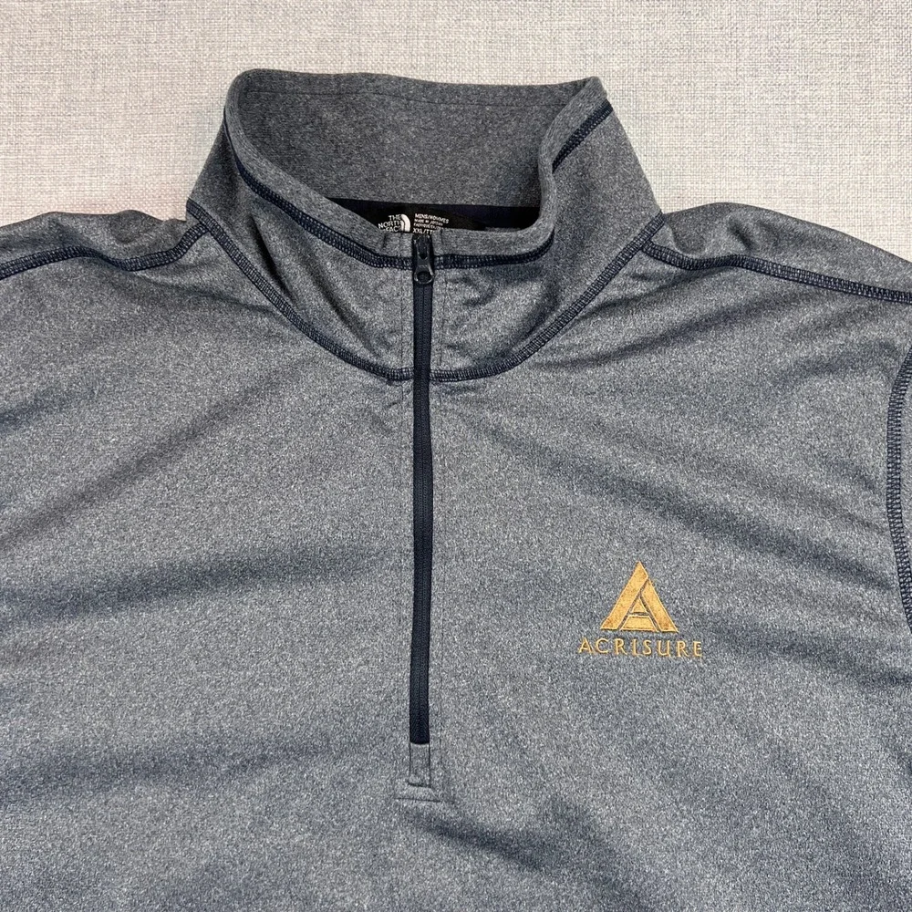 The North Face 1/4 Zip Pullover Men XXL Gray Fleece Acrisure Logo Corporate Golf